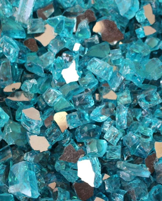 Tahiti Teal Reflective Tempered Fire Glass